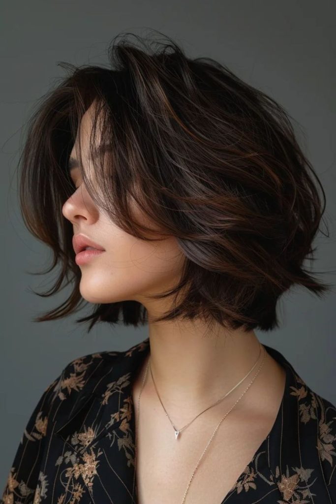 Airy layered hairstyle framing round face