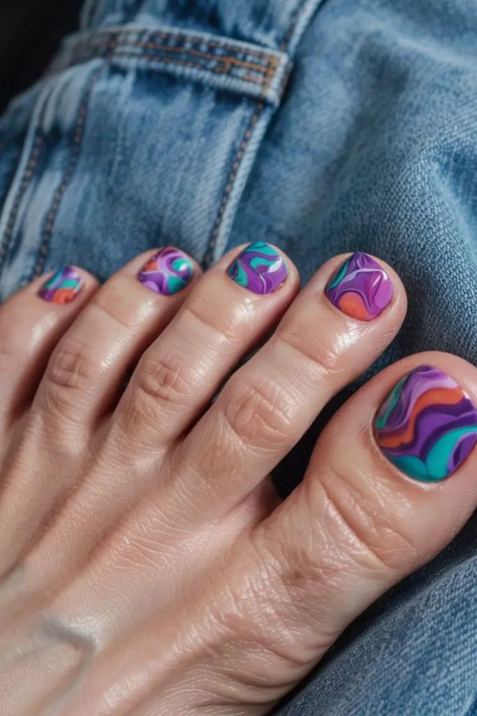 Abstract paint splash colorful toenail style