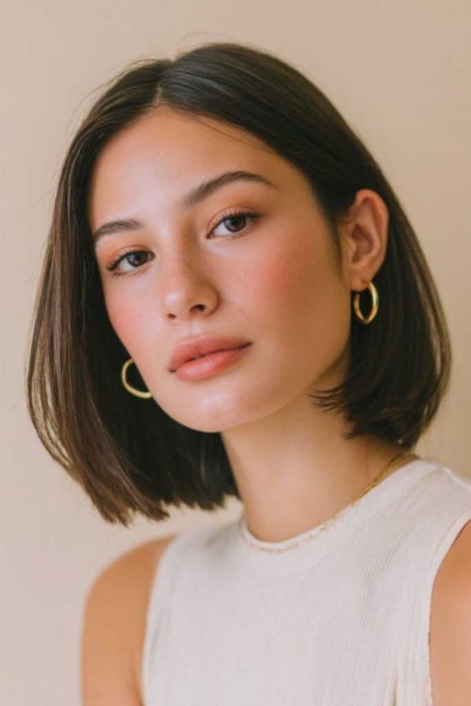 Almond silk straight bob sleek straight bob smooth elegant summer style