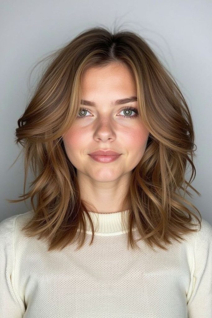 Warm toned soft layered medium lob