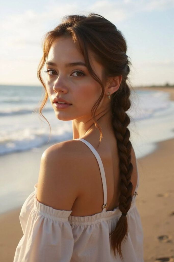 Loose braids airy beach inspired look.
