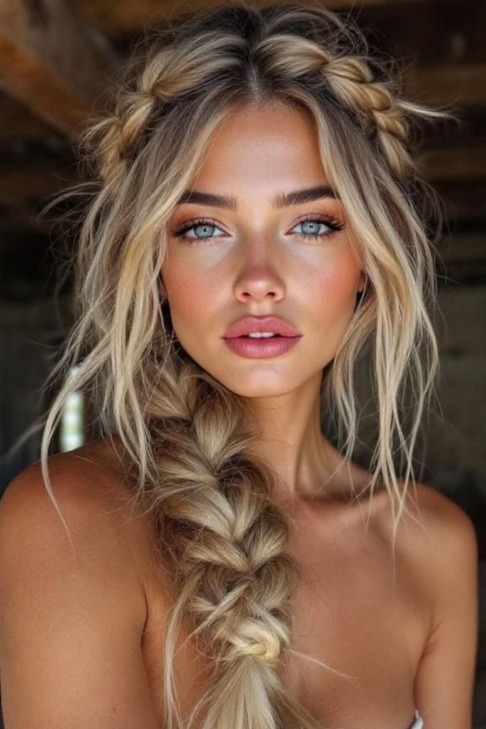 Tight fishtail braid ocean current style