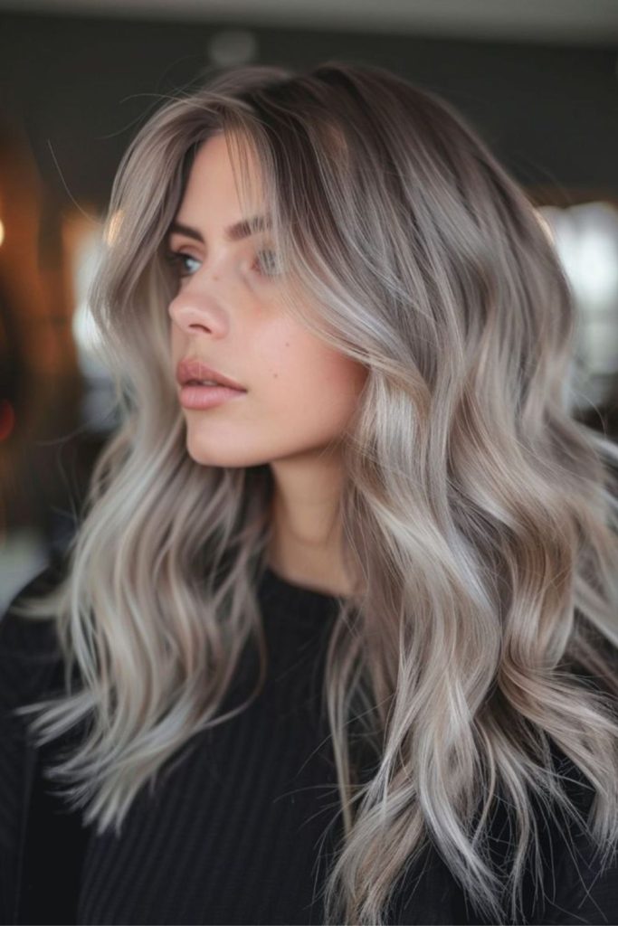 Ash blonde cool toned layered hair