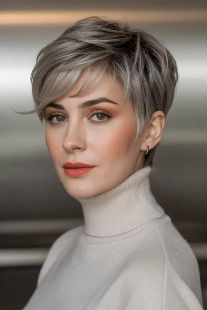 Ash layered pixie soft smoky tones