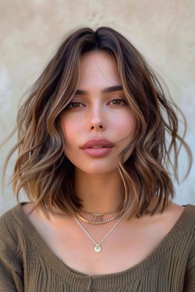Cool toned soft textured medium haircut