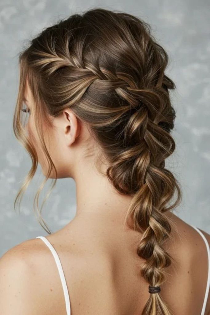 Aurora glow braided tail with loose structure
