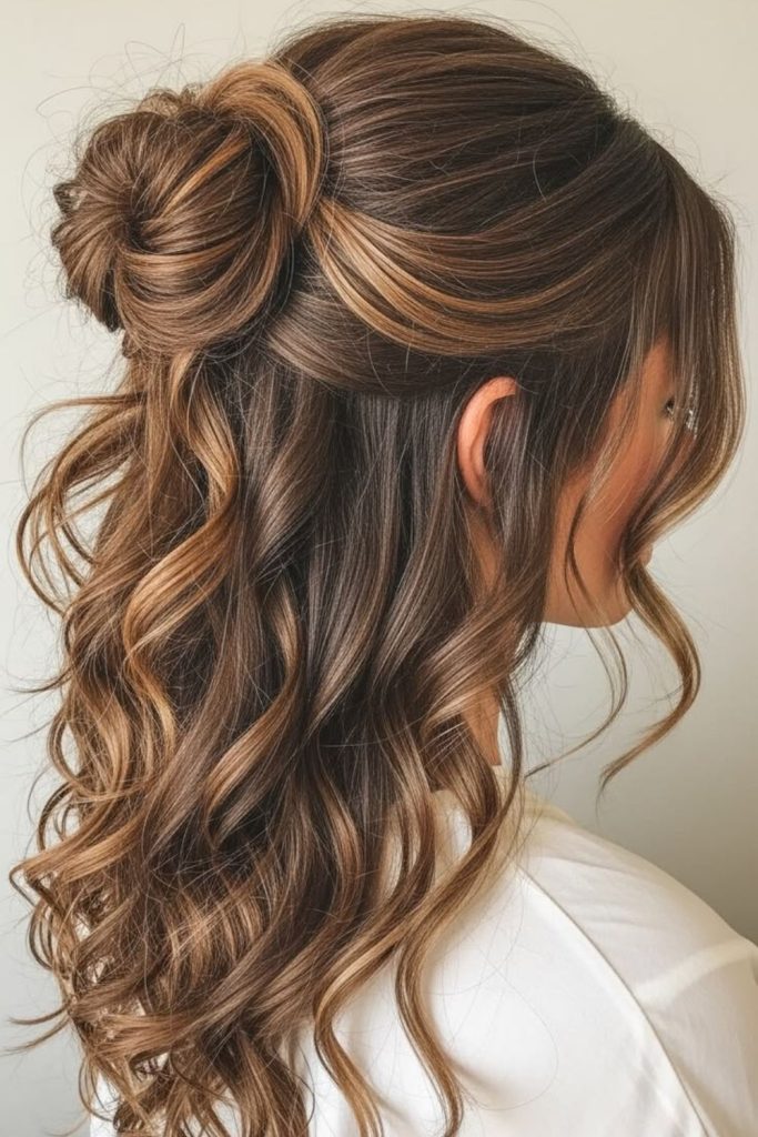 Aurora twist half knot with loose romantic curls