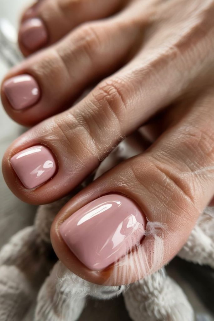 Soft blush nude elegant toenail polish