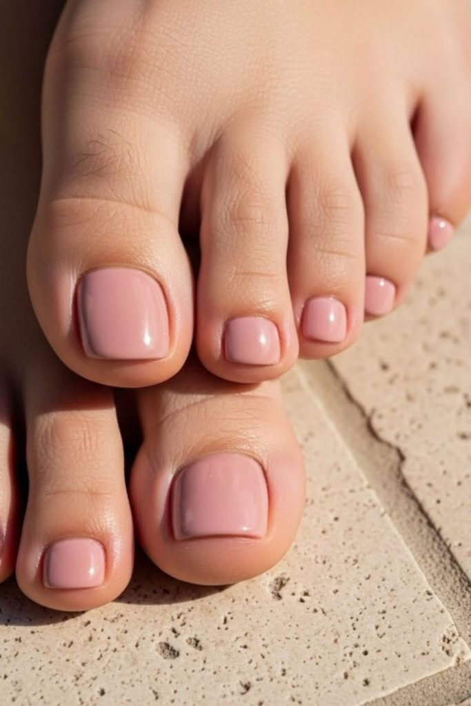 Blush satin soft dreamy toe nails