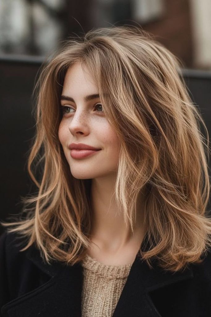 Soft layered medium hair breezy texture