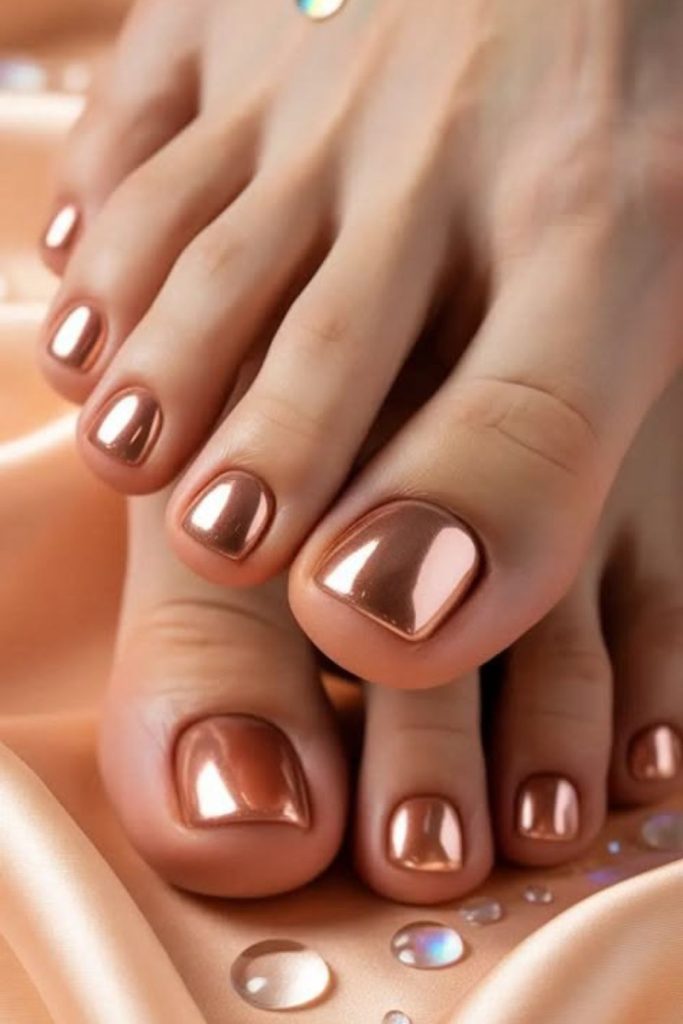 Bronze metallic desert inspired toenail shine