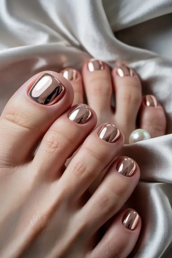 Bronze glow rich luxe toe design