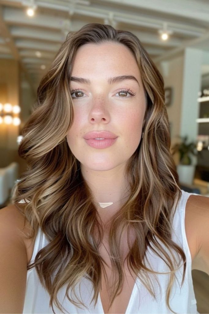 Bronze honey flick wave wavy sunlit brown