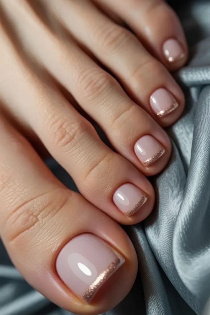 Champagne glow sparkling classy toe design