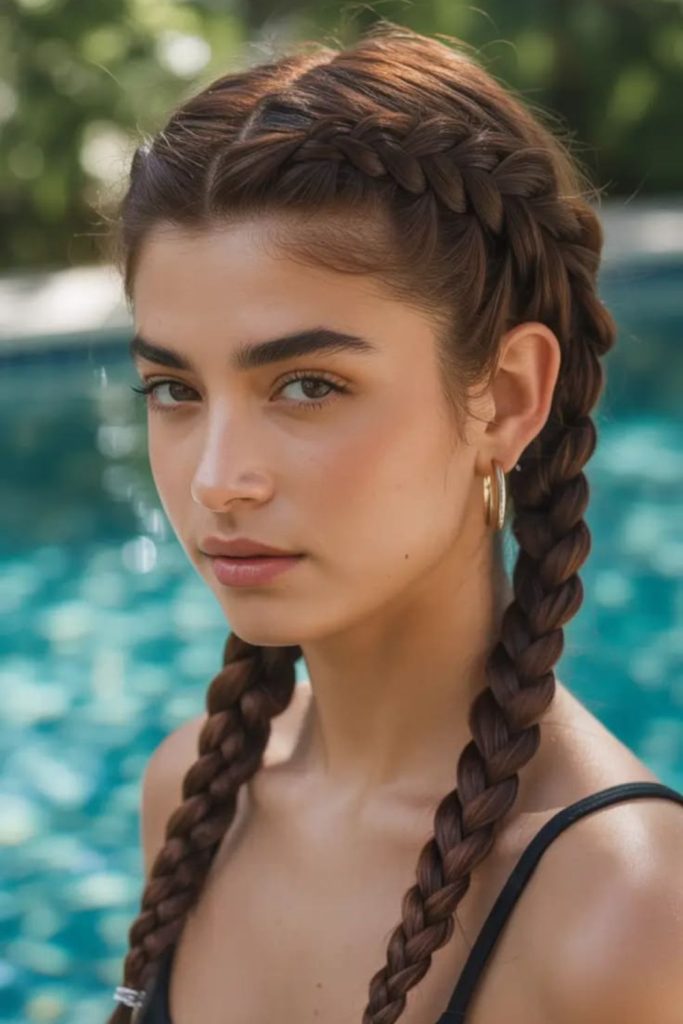 Cherry pop twin braids cute youthful braided summer street look