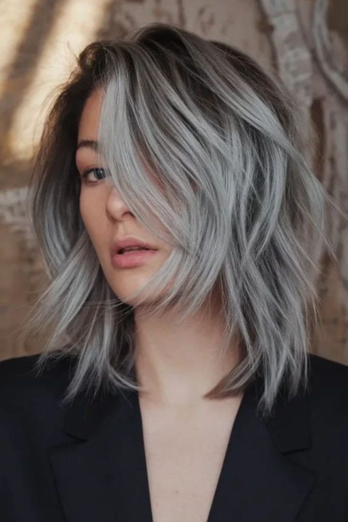 Chrome edge asymmetrical cut bold angular style