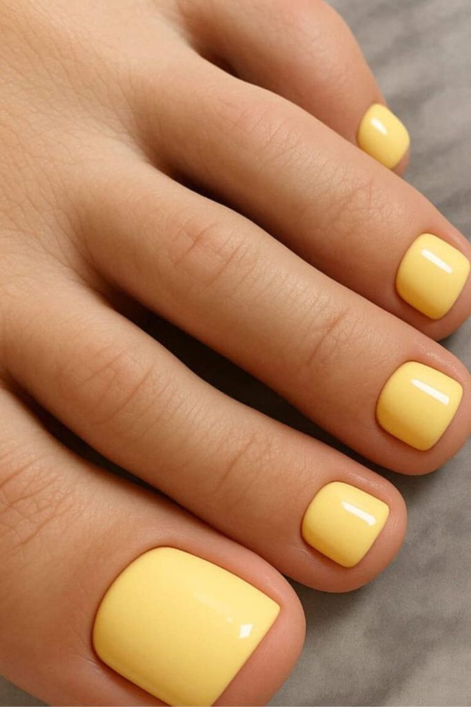 Bright lemon vibrant summer toenail color