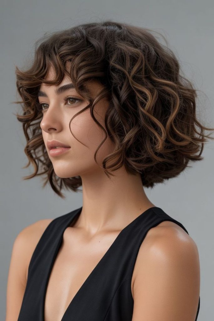 Cloud puff short curly bob hairstyle.