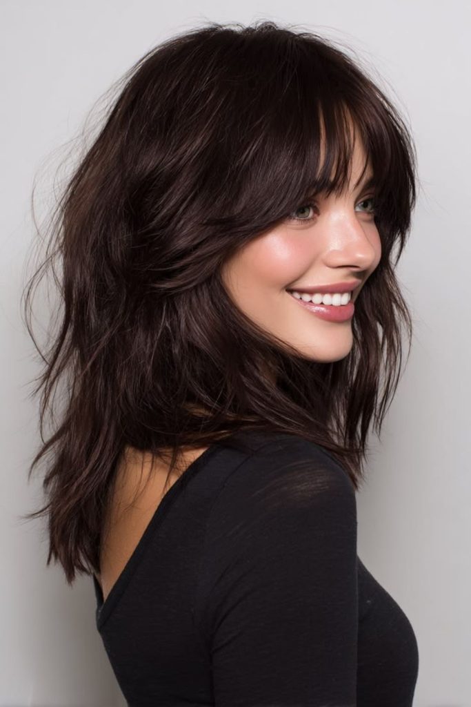 Soft shaggy medium hair with volume