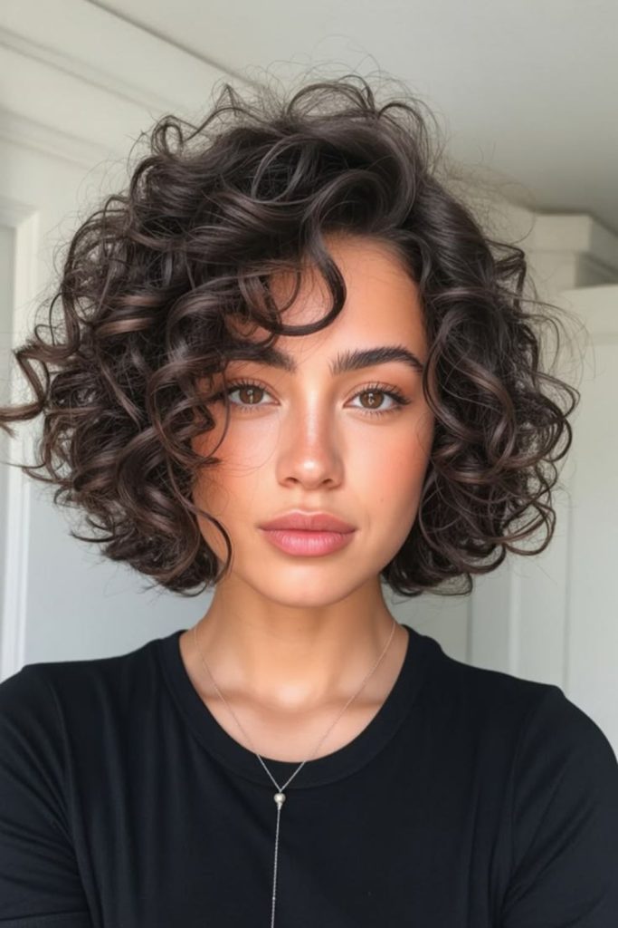 soft curly rich toned mini bob