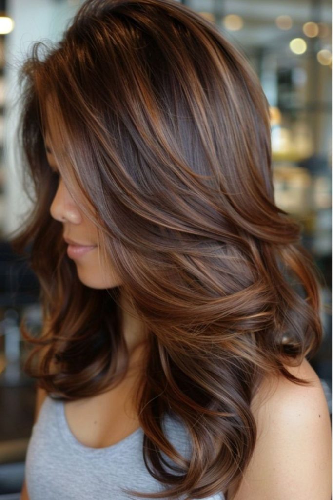 Copper mist veil soft glowing brunette blend