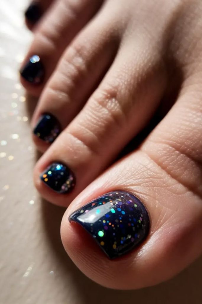 Cosmic glitter galaxy dark toenail style