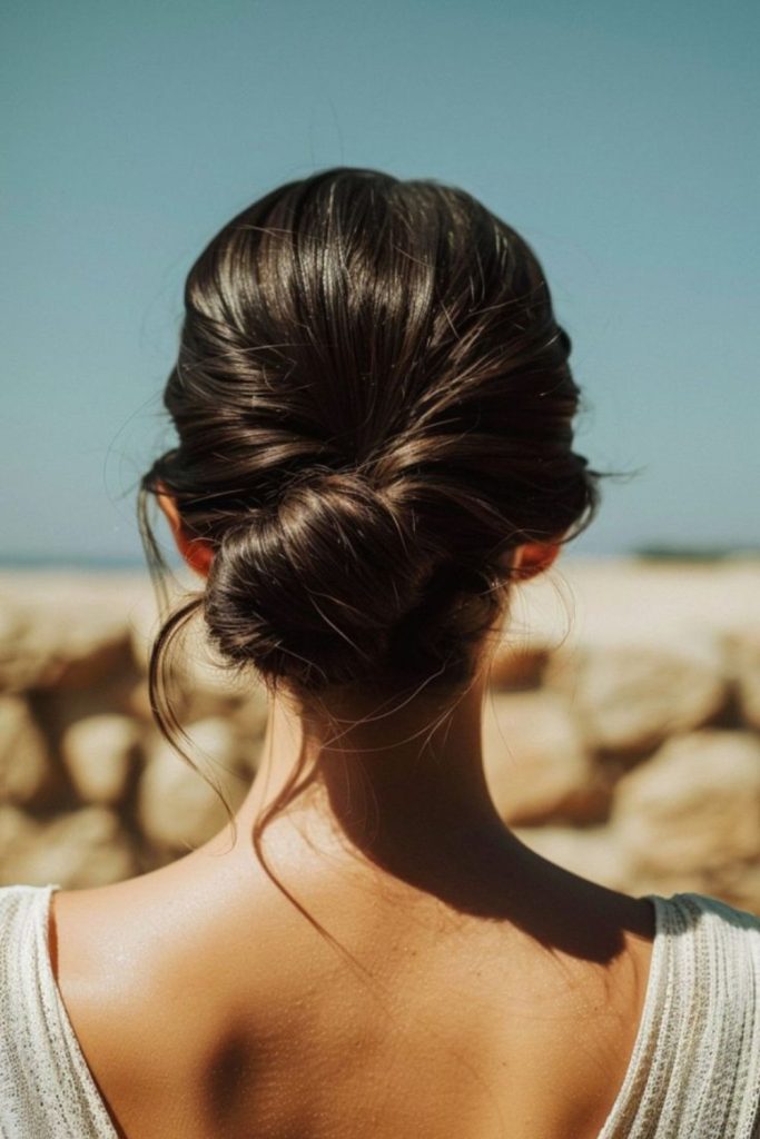 Cotton breeze low bun loose low bun airy minimal summer elegance