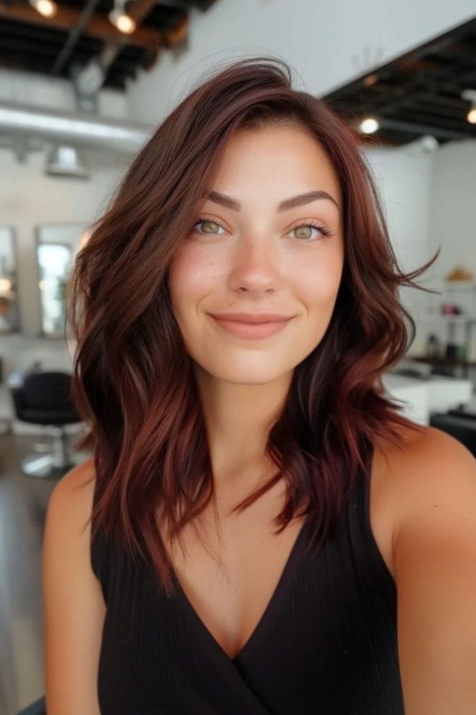 Medium wavy hair with rich color