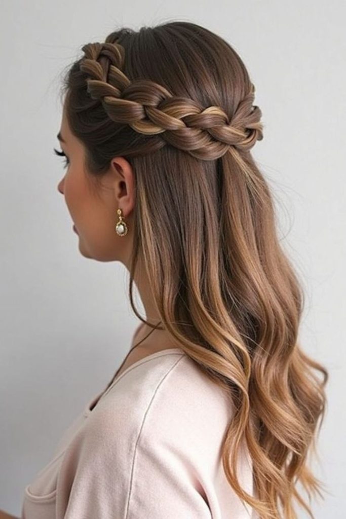 Crystal braided halo low crown soft woven braid