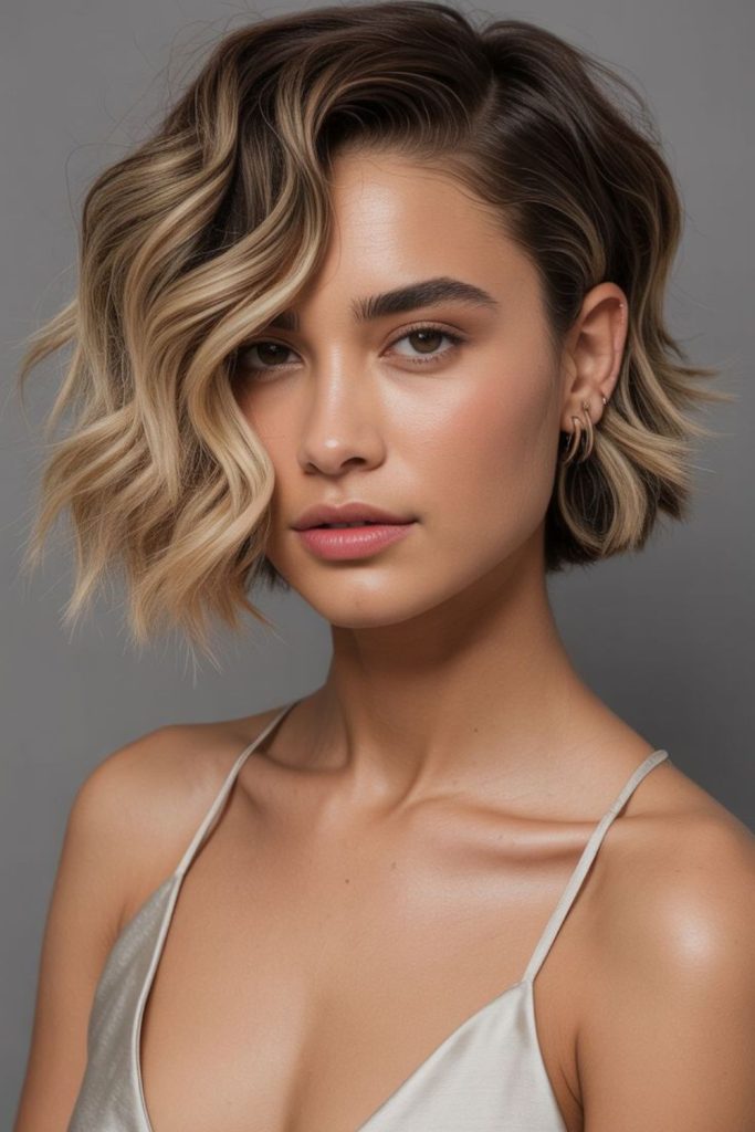 wavy glossy short elegant bob