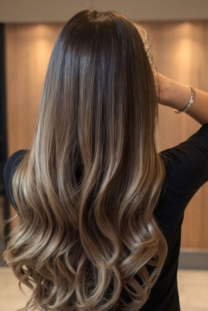 Straight silk hair curled ends finish