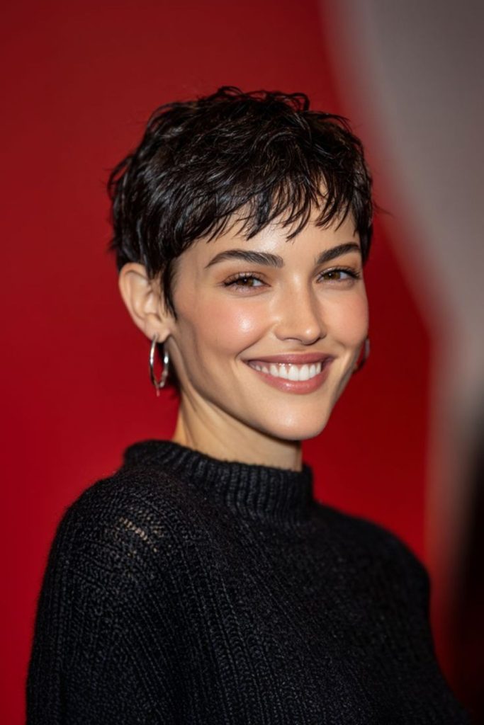 futuristic sharp micro pixie cut