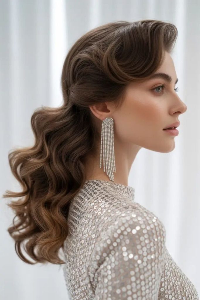 Deep part sleek wave dramatic look