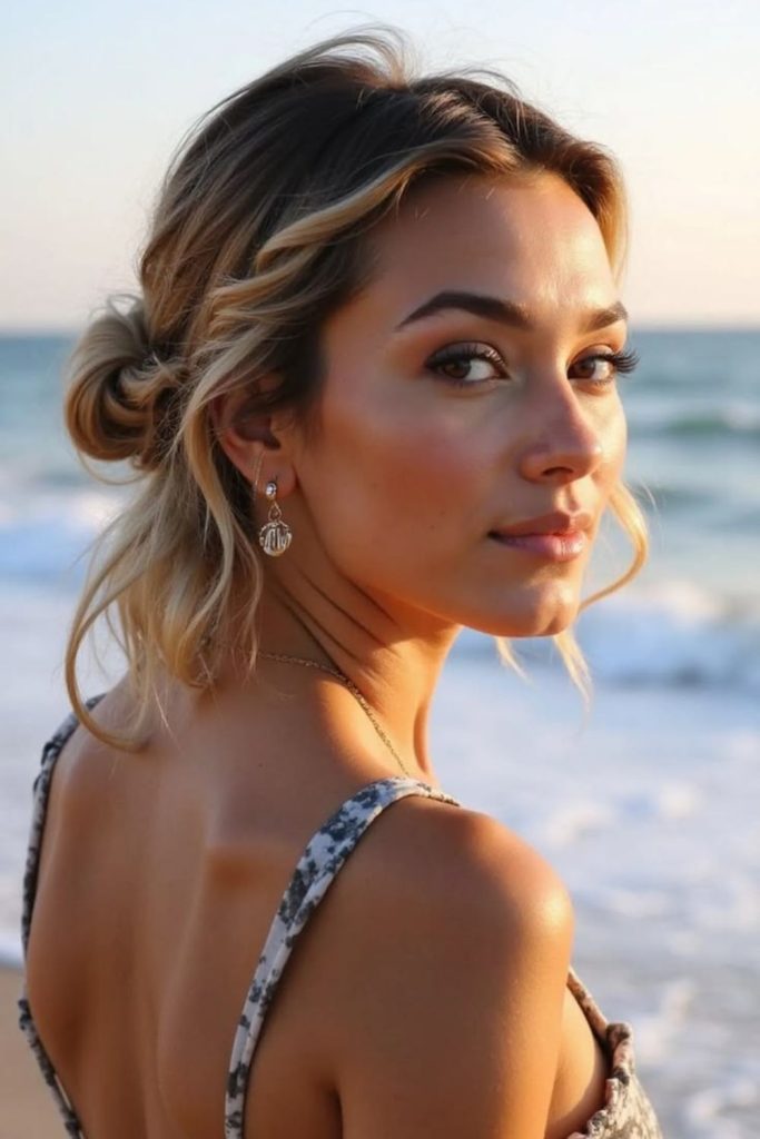 Low knot driftwood messy bun