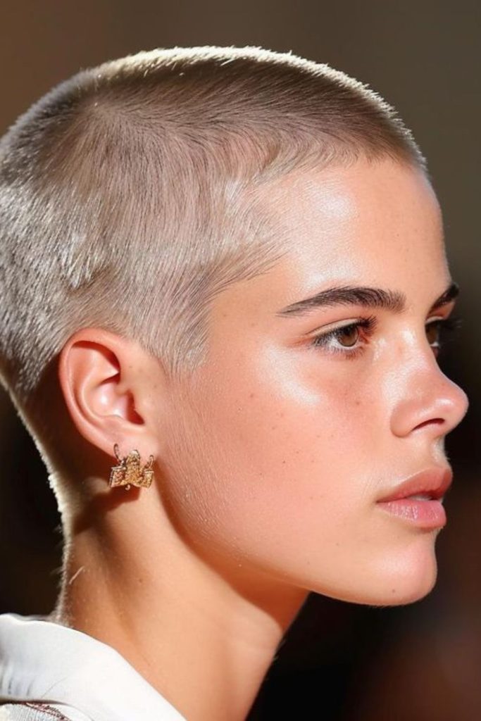 Electric buzz cut bold feminine edge