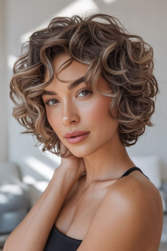 Frost short mini bob curly style.