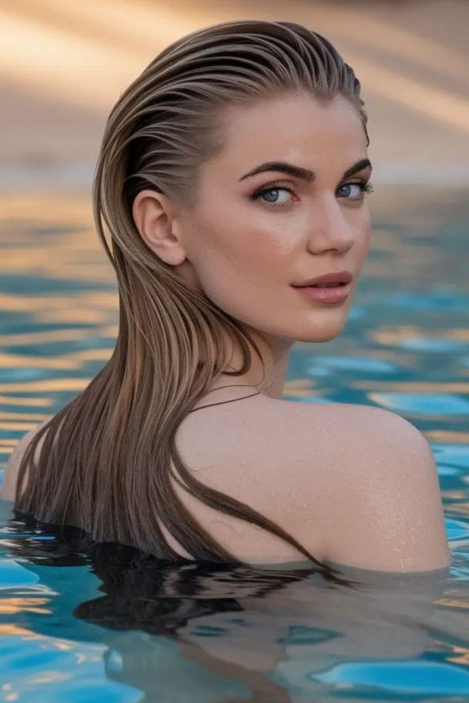 Slick back frozen tide swim style