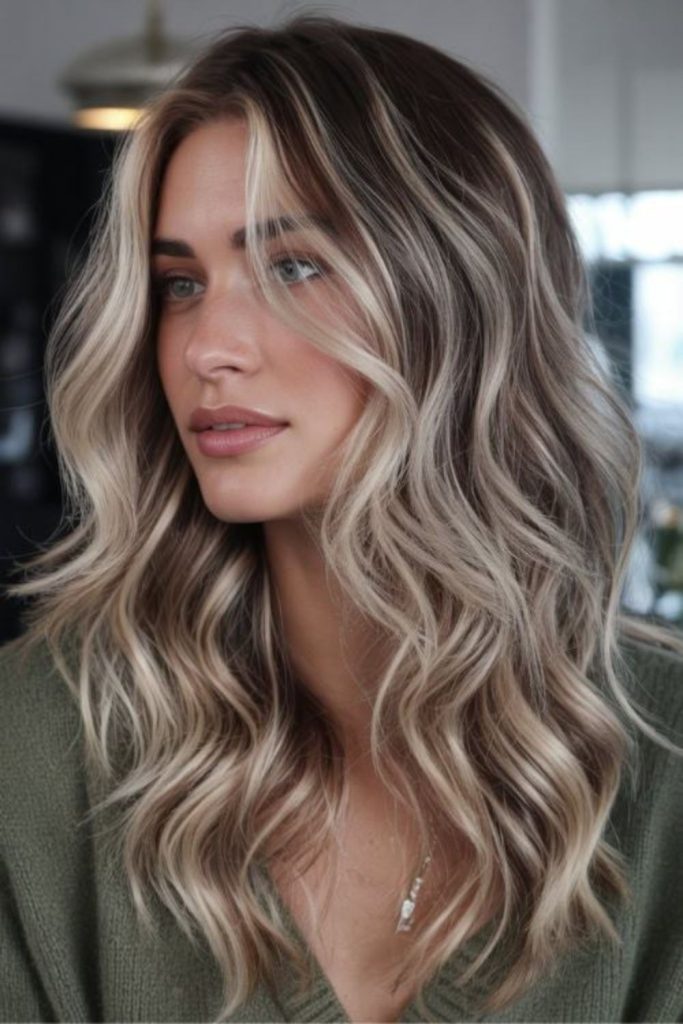 Frosted beige blonde soft blended layers