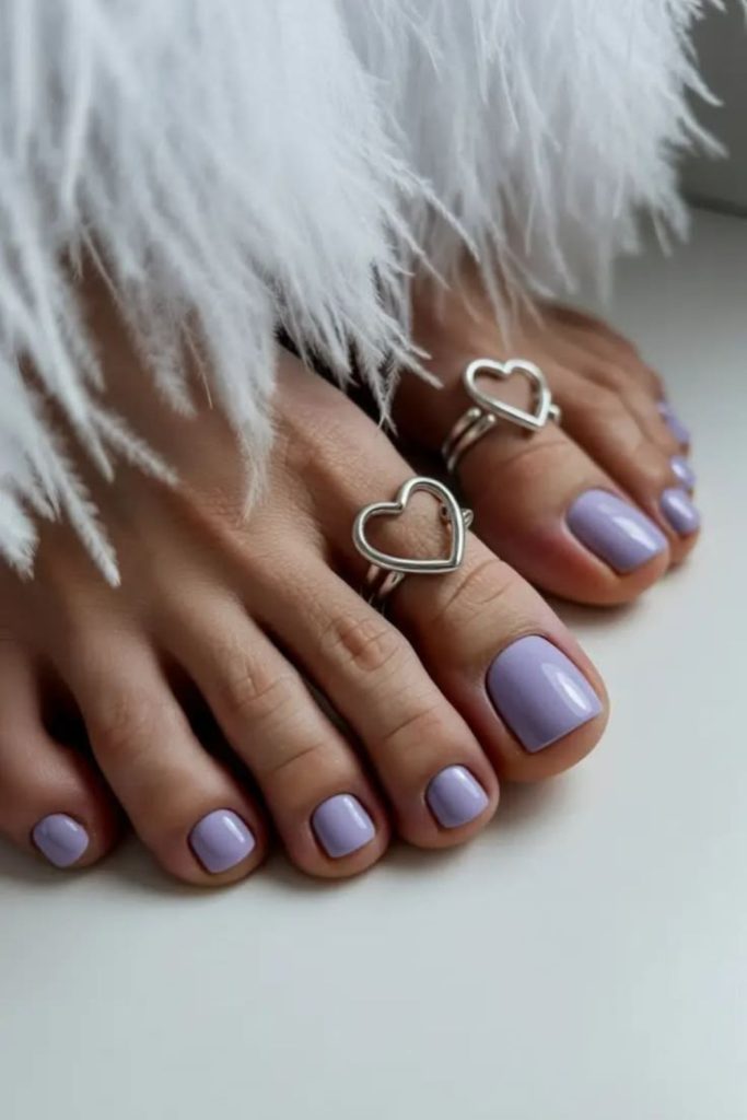Frosted lavender subtle sparkle toenail style