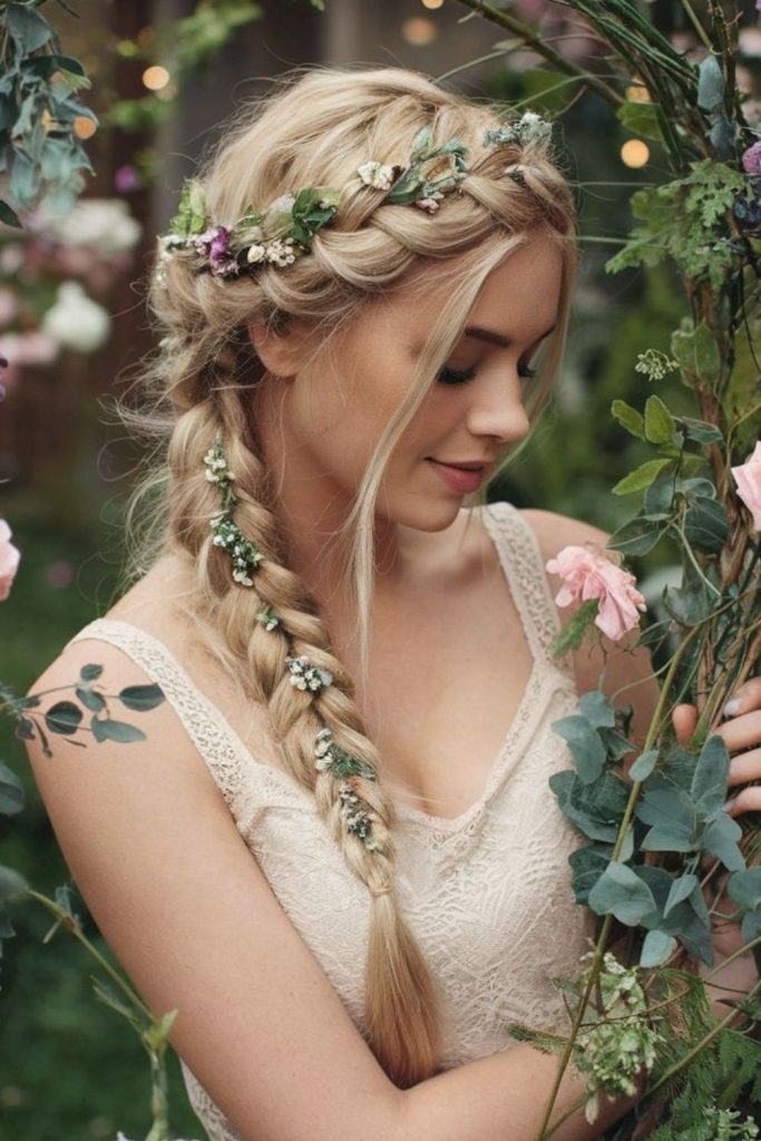 Braided sweep vine inspired garden hair
