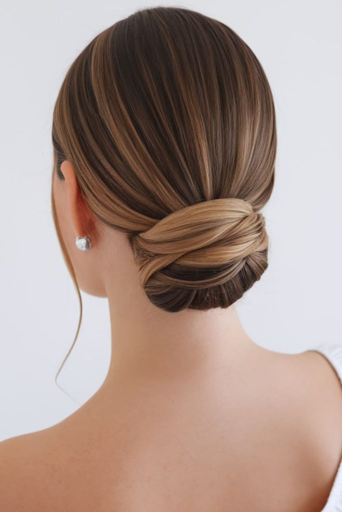 Glossy roll executive polished hair style