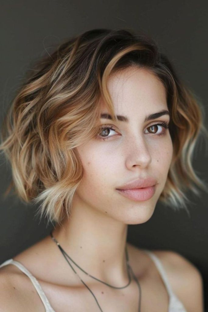 Golden short crop shiny warm tone