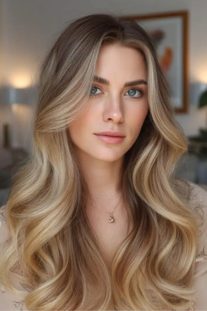 Golden glow blonde feathered soft layers