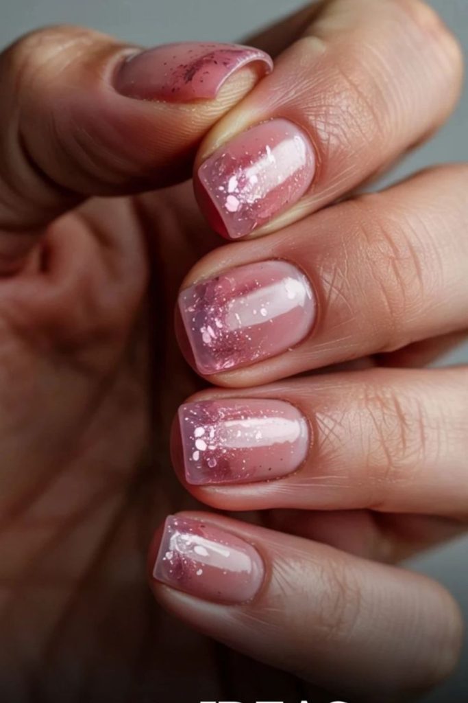 Glitter gradient fade nail design