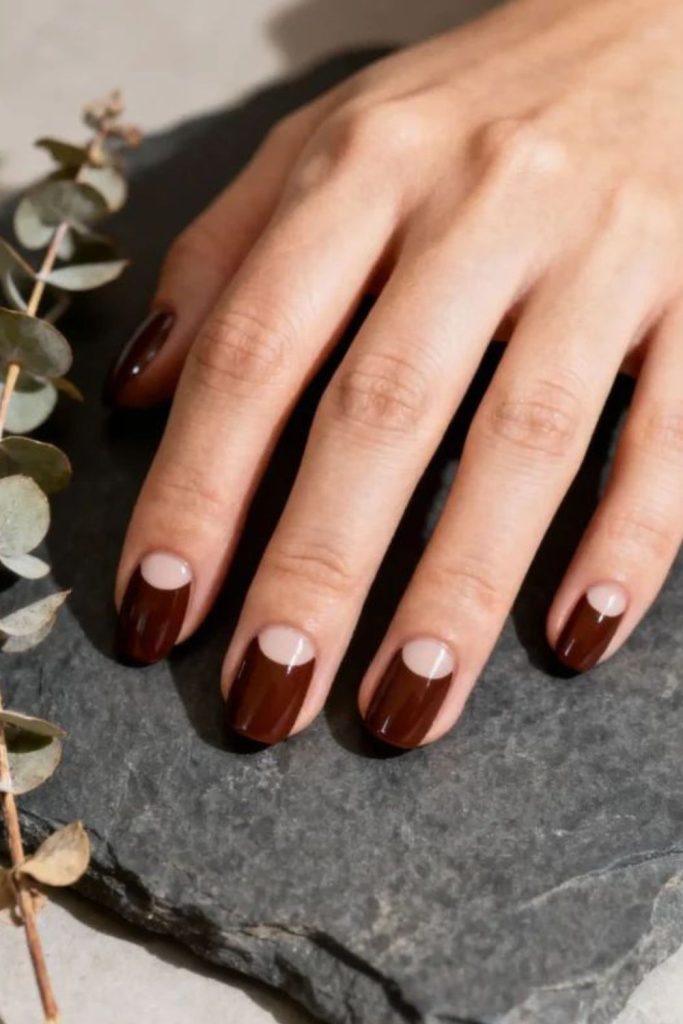 Reverse French half moon nails