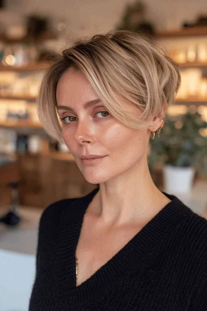 Airy bixie with soft halo volume.