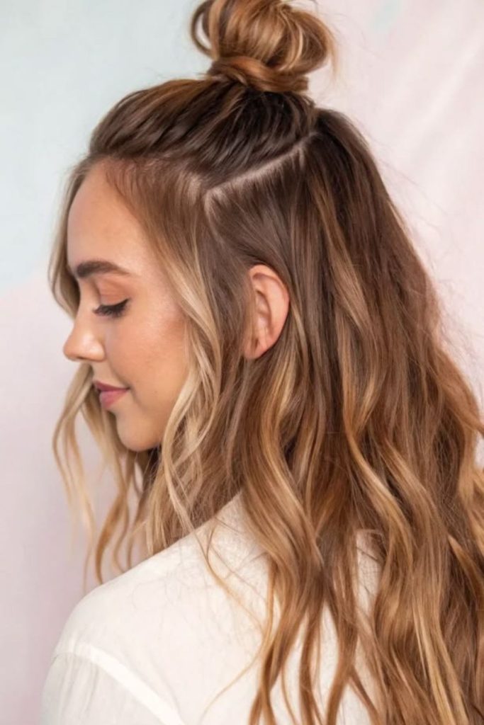 Honey drift half bun soft half bun warm golden casual style