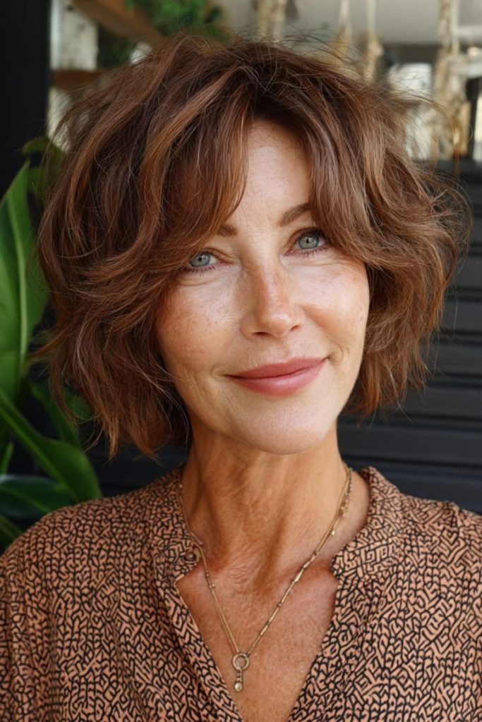 Honey shag short flick layered hair