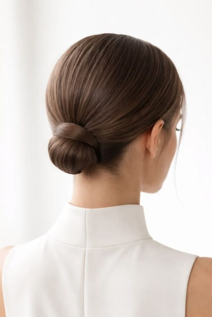 Honeyed silk chignon soft romantic bun style