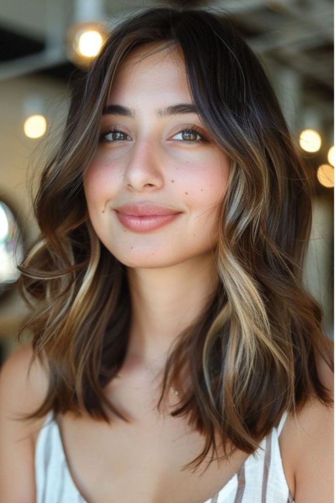 Soft wavy medium layered flowing hairstyle